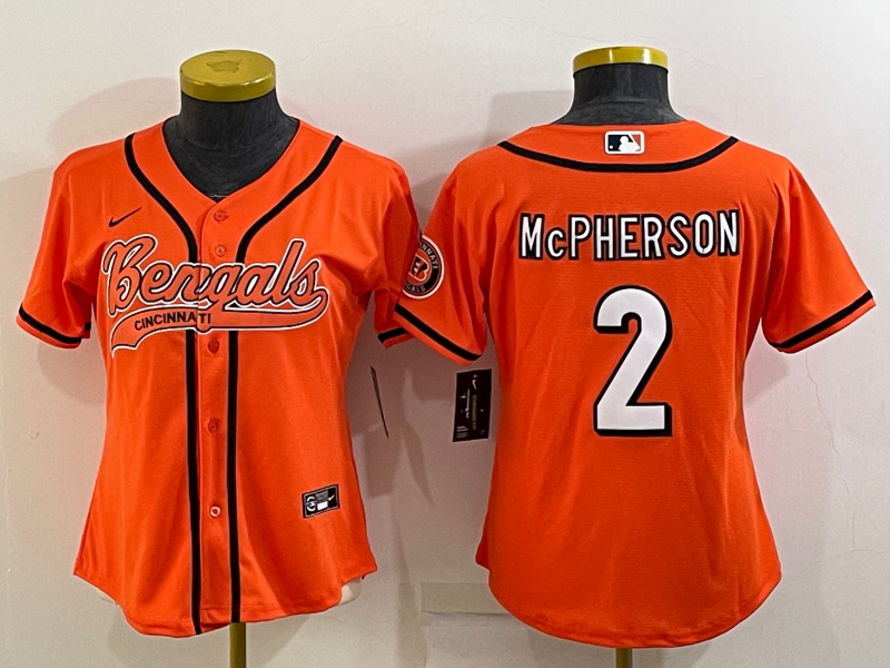 Youth Cincinnati Bengals #2 Evan McPherson Orange With Patch Cool Base Stitched Baseball Jersey Youth Cincinnati Bengals #2 Evan McPherson Orange With Patch Cool Base Stitched Baseball Jersey